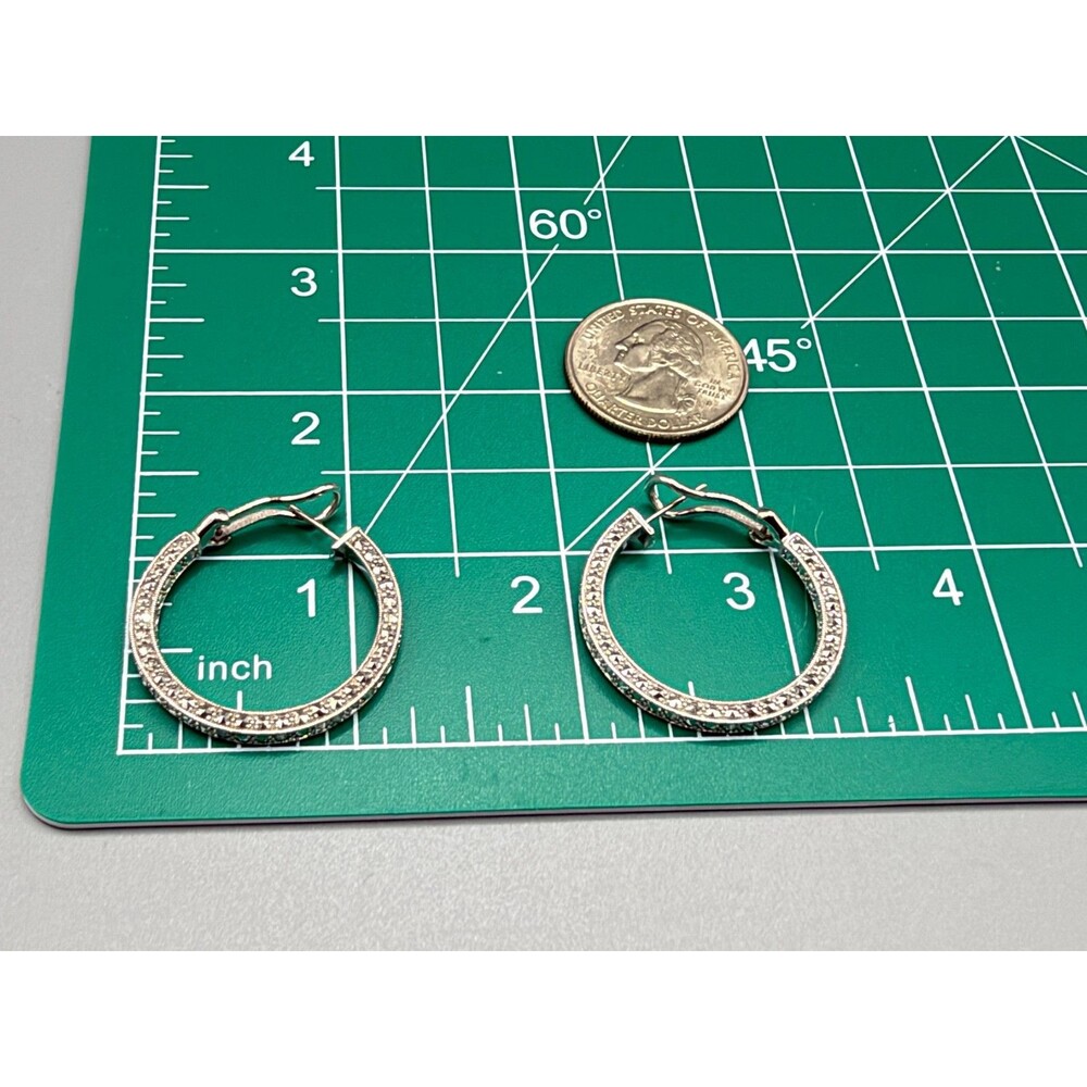 Dallas Prince 925 Sterling Silver Marcasite Hoop Earrings 1.25" 9.7g - Picture 8 of 9